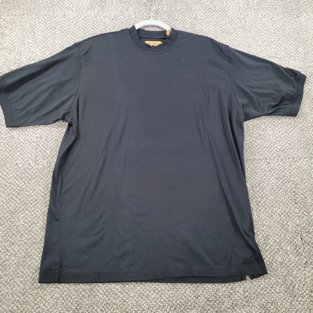 Tricots St Raphael Mens Large Black Mercerized Cotton Short Sleeve T-Shirt Tee